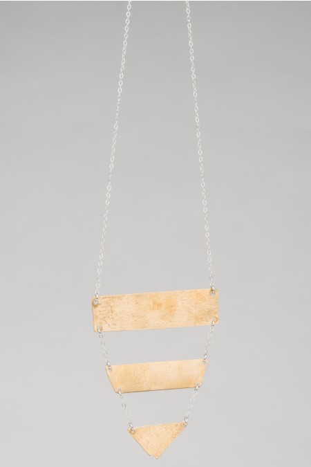 sterling silver and brass geometric necklace