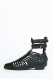 Caged Woven Leather Booties