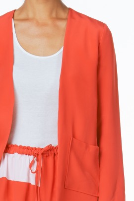 Red Silk Single Pocket Blazer