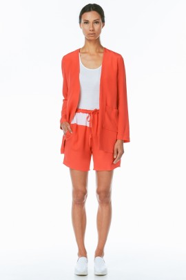 Red Silk Single Pocket Blazer