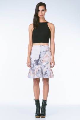 Silk Ruffle Pencil Skirt