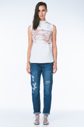 Silk Sleeveless Cutout Blouse