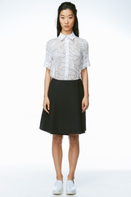 Pencil Line Camo Silk Blouse 