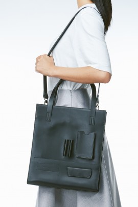 Black Leather Classic Pocket Bag