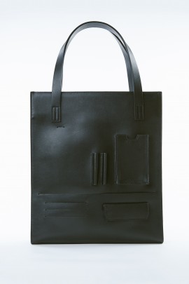 Black Leather Classic Pocket Bag