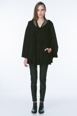 Apparition Black Wool Cape Coat
