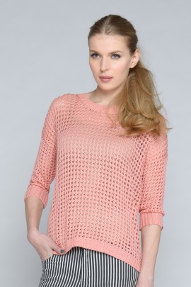 Drop Hem Open Knit Sweater 