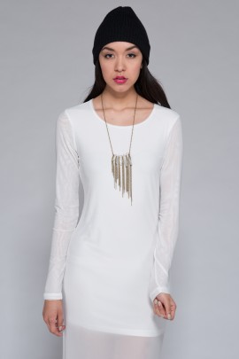 Clear Quartz & Multi-length Brass Chain Necklace