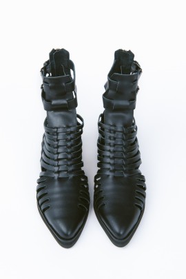Caged Woven Leather Booties