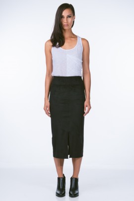 Black Zip Up Midi Skirt 