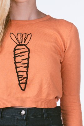 Cropped Embroidered Carrot Sweater