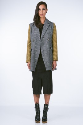 Tweed Color Block Coat
