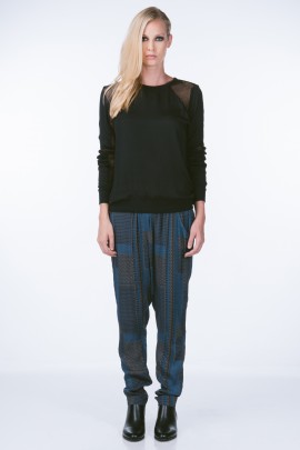 Black Mesh Insert Sweater