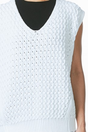 Oversize White Knit Vest Sweater