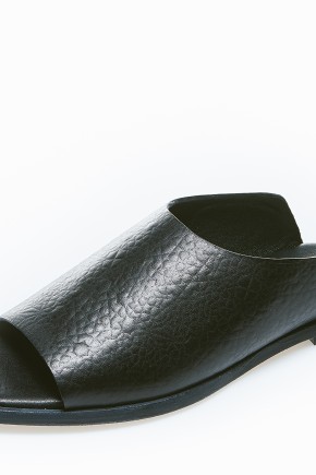 Black Embossed Leather Slide