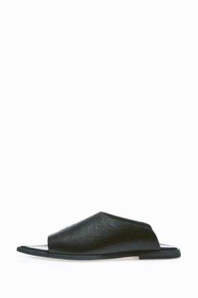 Black Embossed Leather Slide