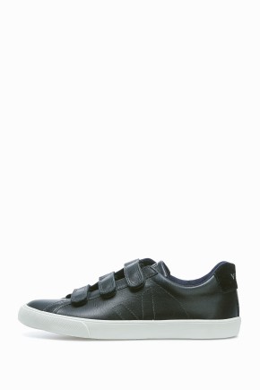 Pierre Black Leather Velcro Sneakers