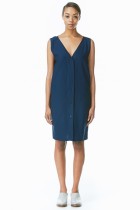 cotton deep blue v-neck dress