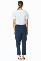 high waisted navy trouser