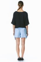 tencel sky blue pull on shorts