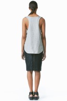 high-waisted black leather pencil skirt