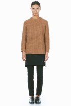 pandora camel crew neck fisherman sweater