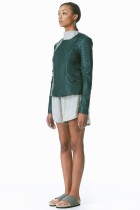 forest green leather moto jacket