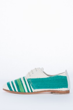 Marrakesh Green Striped Wool Oxford