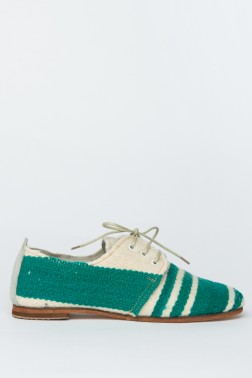 Marrakesh Green Striped Wool Oxford