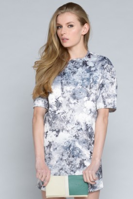 Digital Monochrome Floral Dress