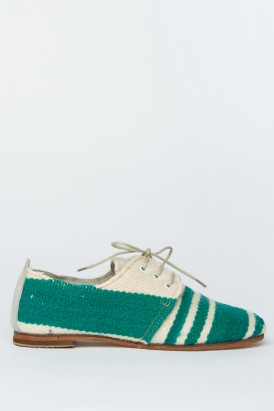 Marrakesh Green Striped Wool Oxford