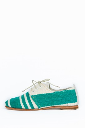 Marrakesh Green Striped Wool Oxford
