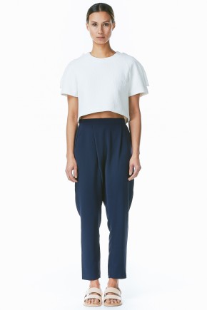 Navy Fold Peg Pant