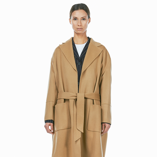 Low Classic Camel Wool Handmade Coat