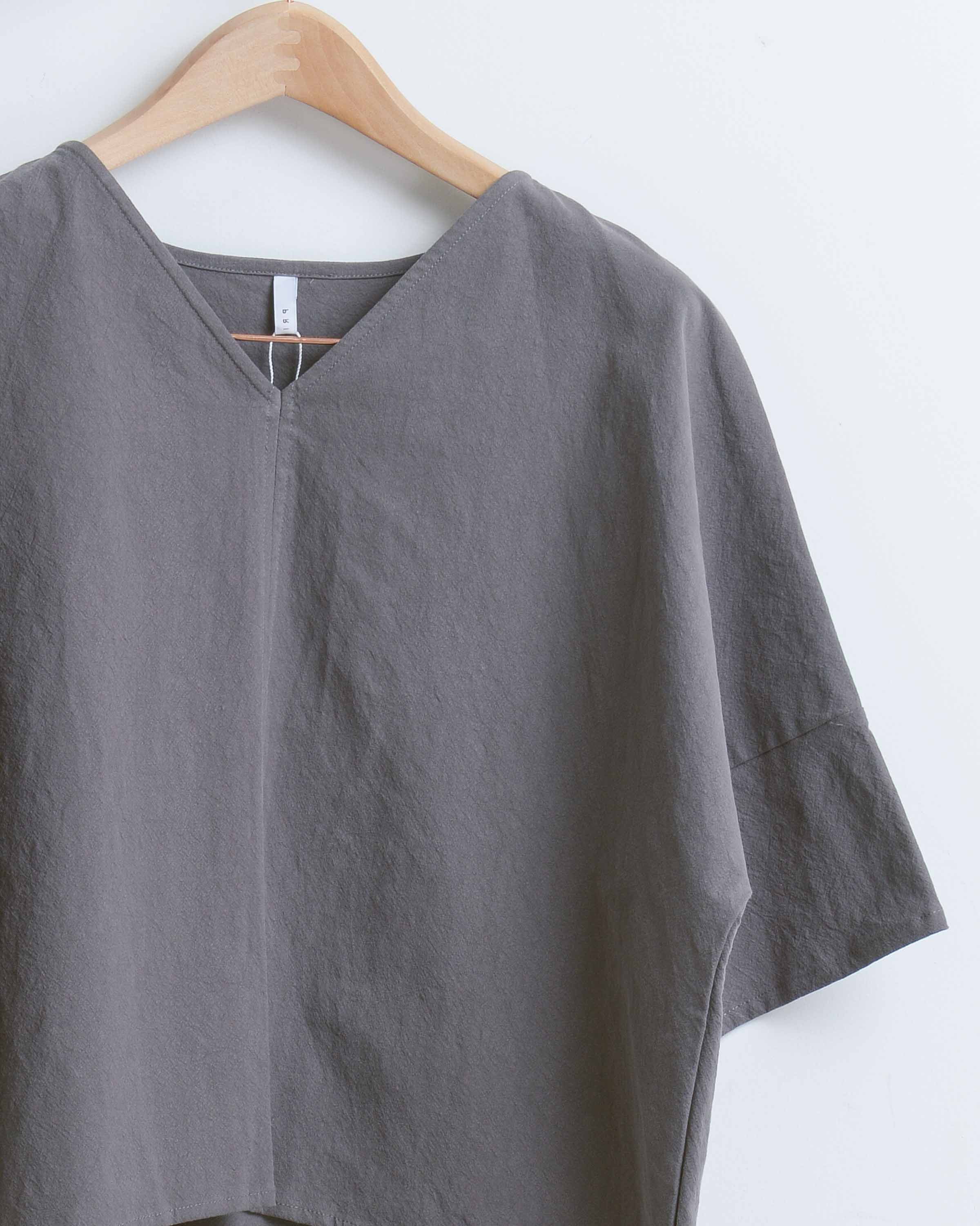 Oversized Charcoal V-Neck Top
