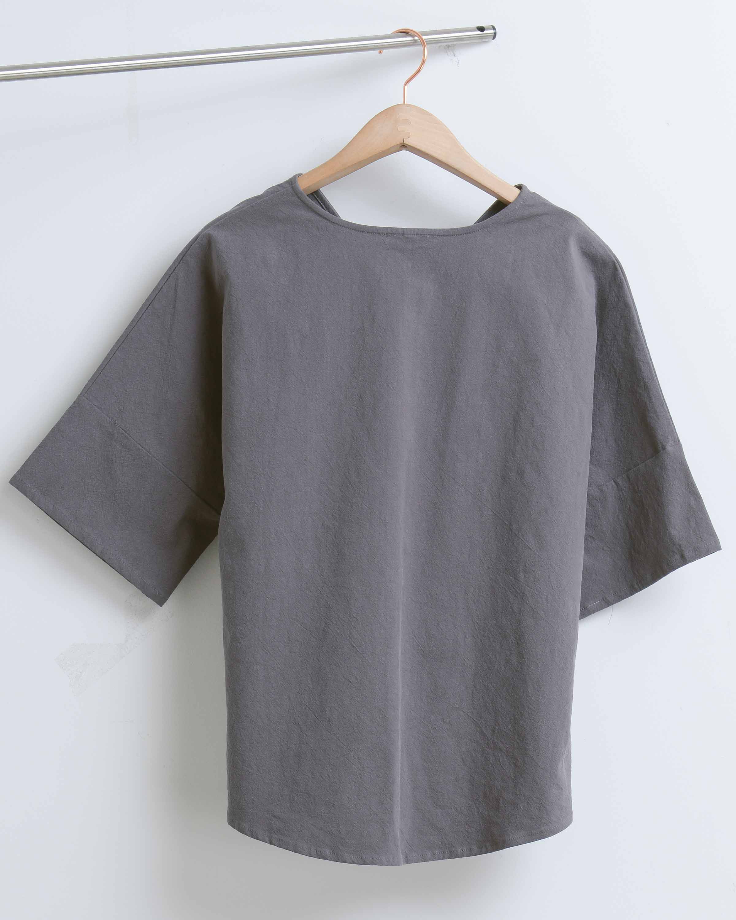 Oversized Charcoal V-Neck Top