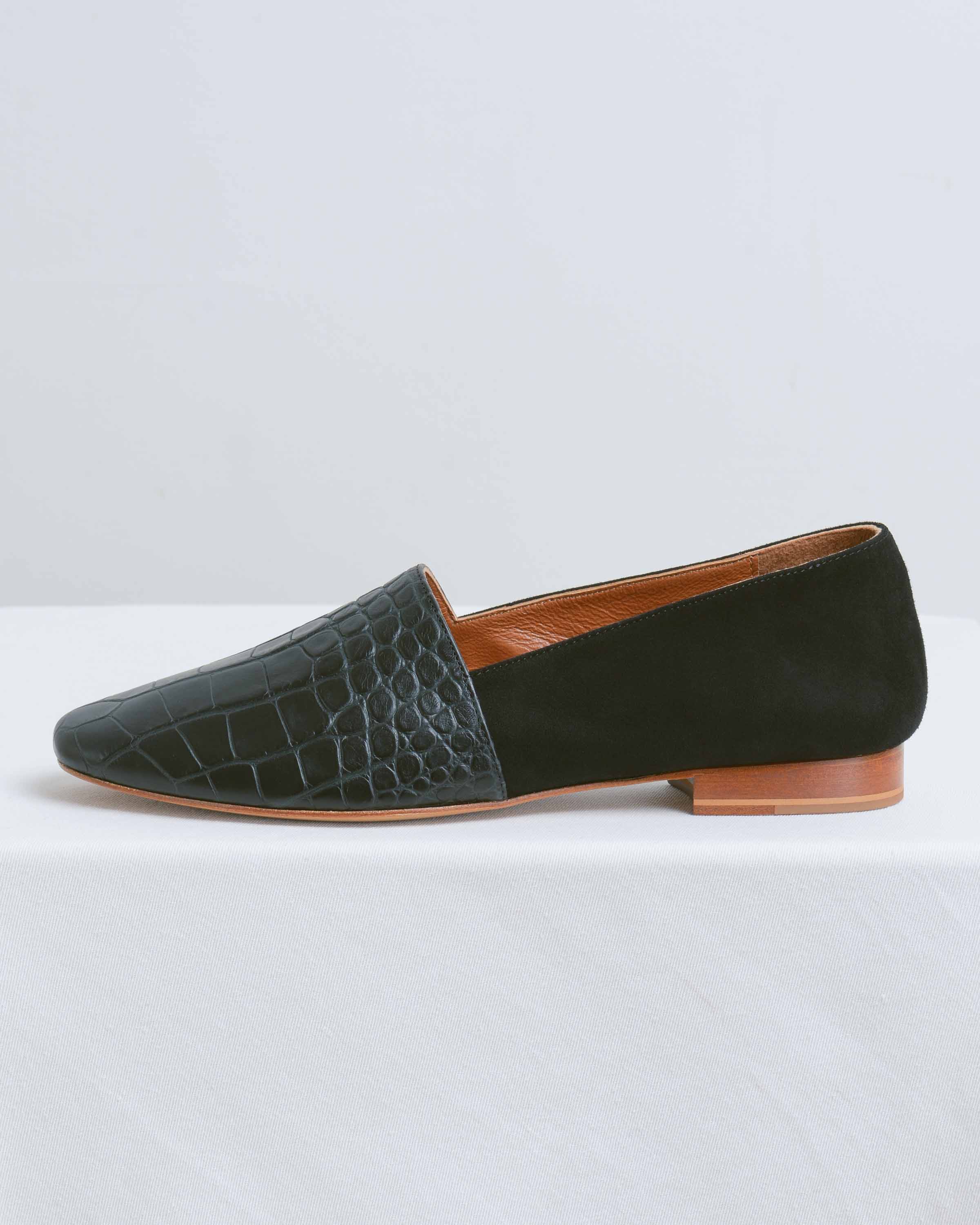 Black Croco Slipper