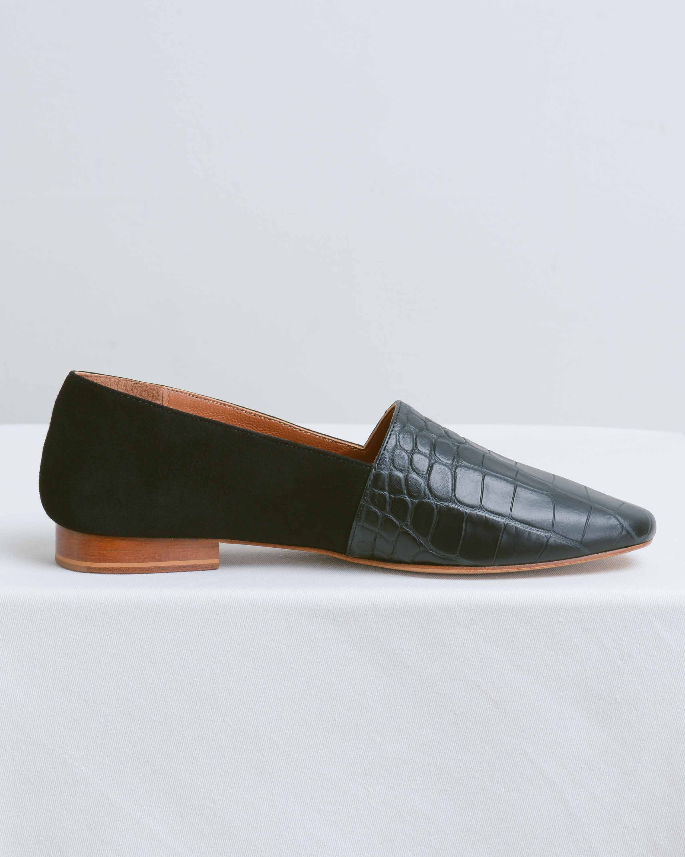 Black Croco Slipper