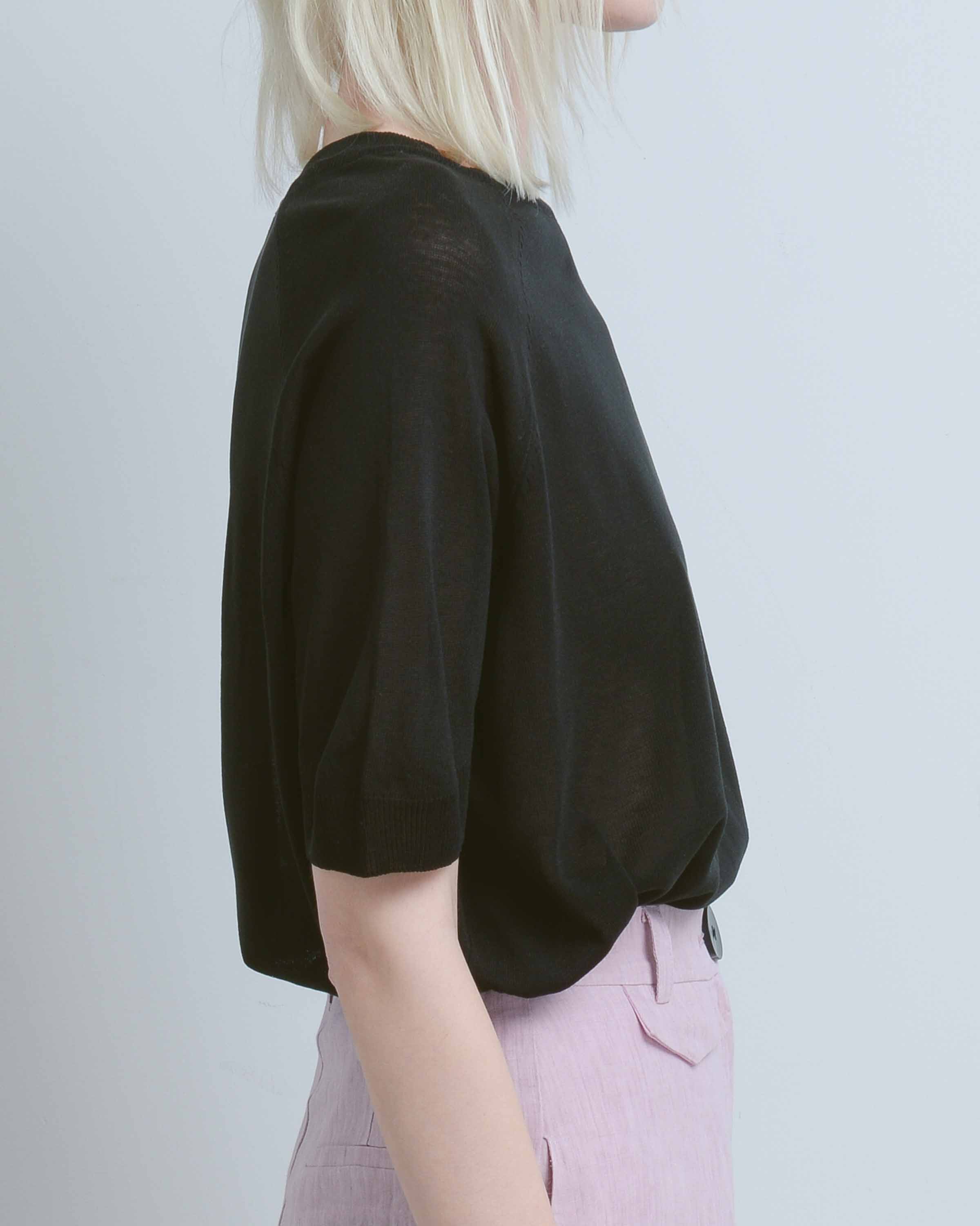 Black Boxy Pullover Fine Knit