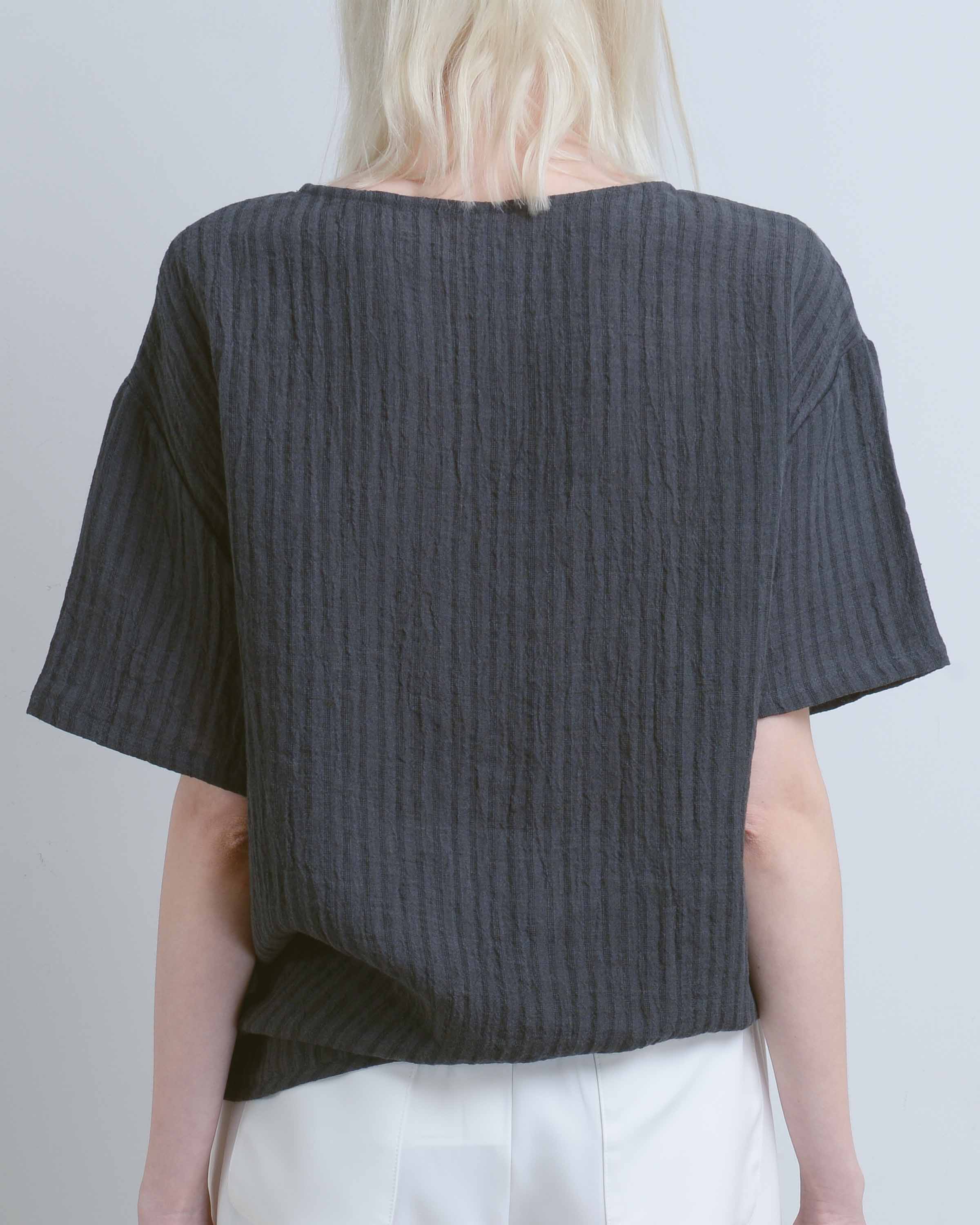 Charcoal Stripe Loose Tie Tee