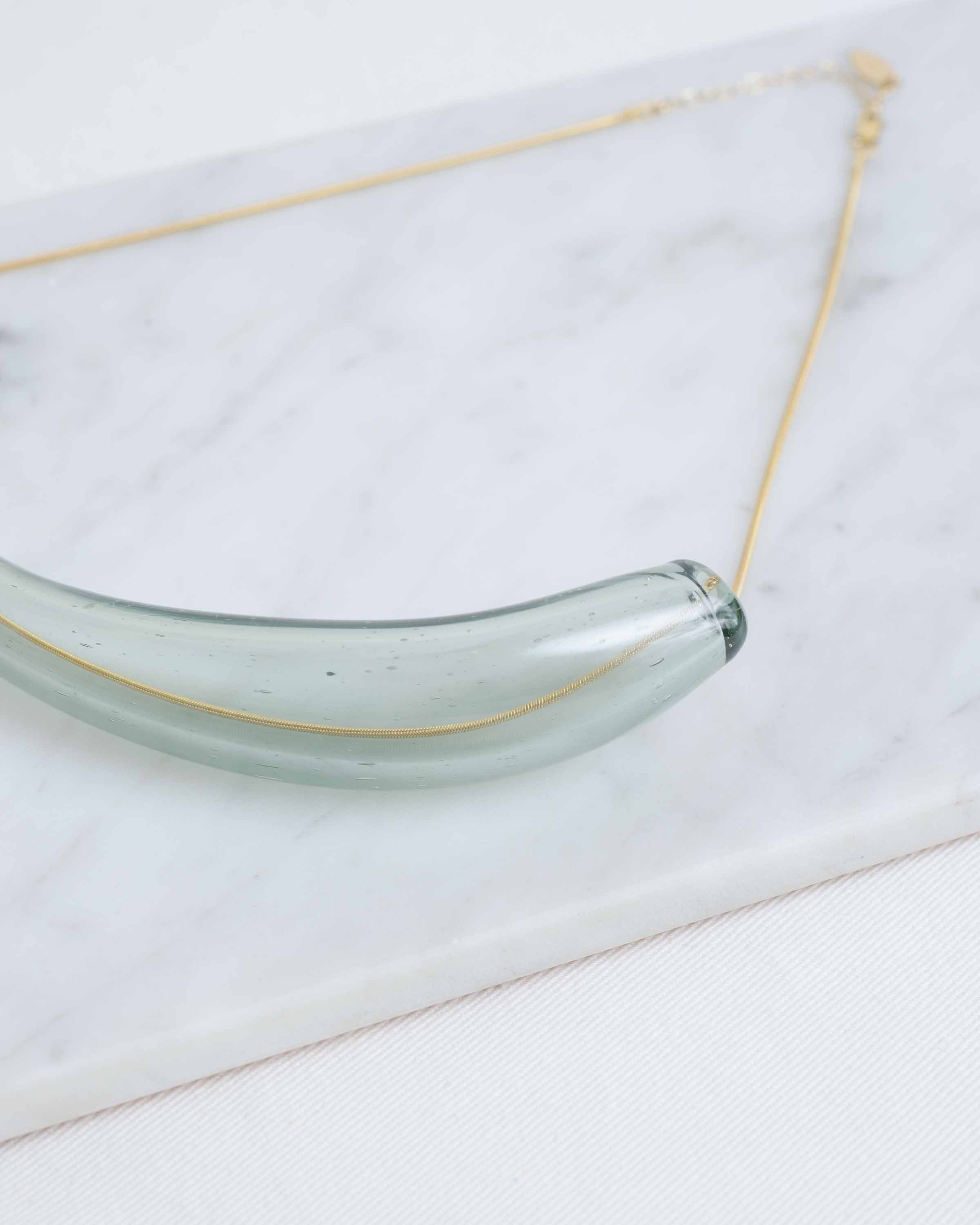 Clear Grey Crescent Necklace