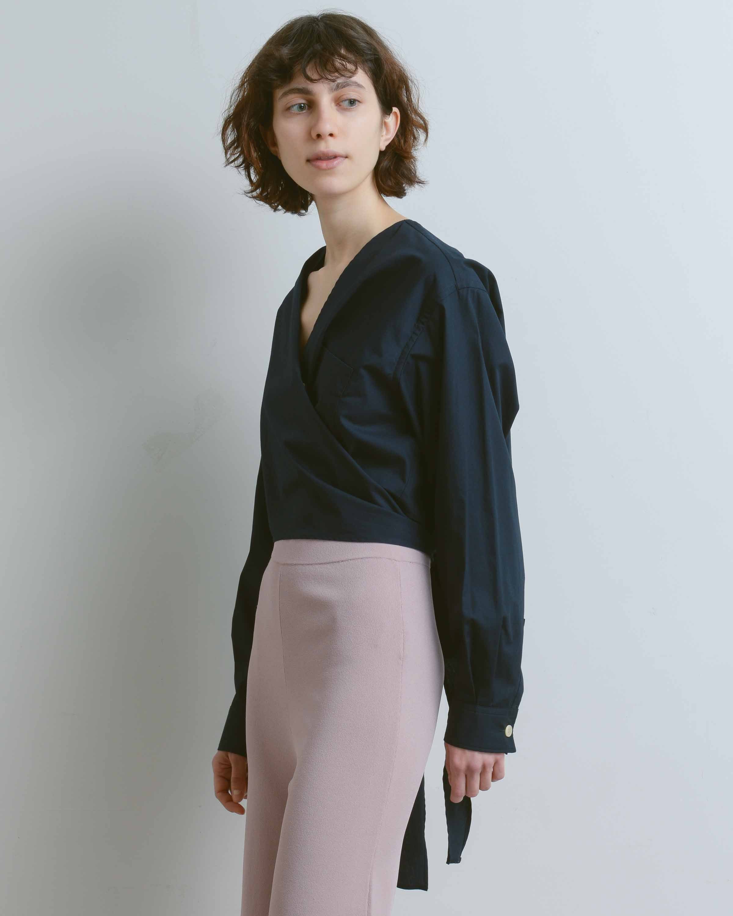 Navy Fflur Wrap Shirt