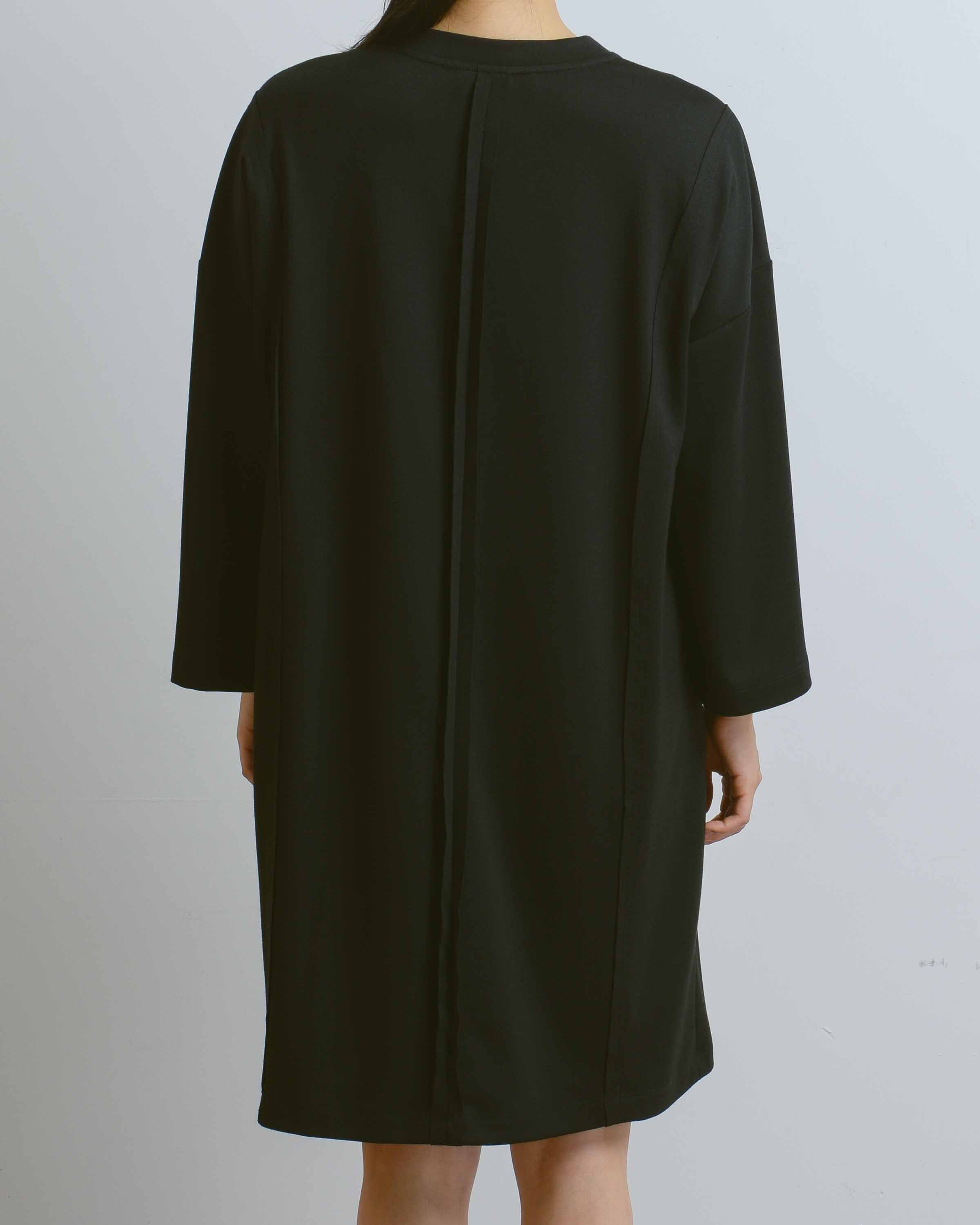 Black Longsleeve T-Shirt Dress with Back Seam