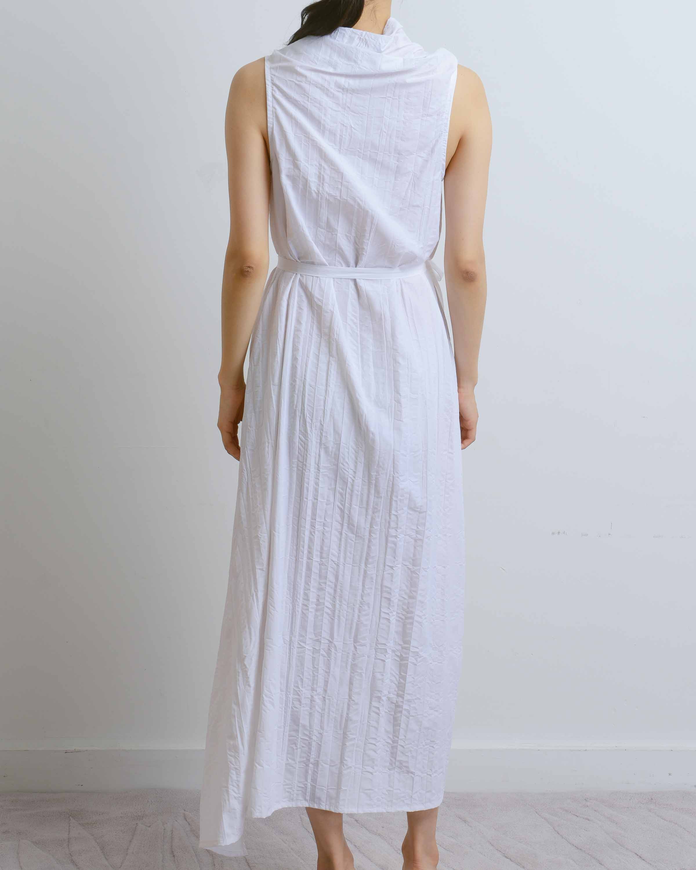 Asymmetrical Crinkled Drape Dress