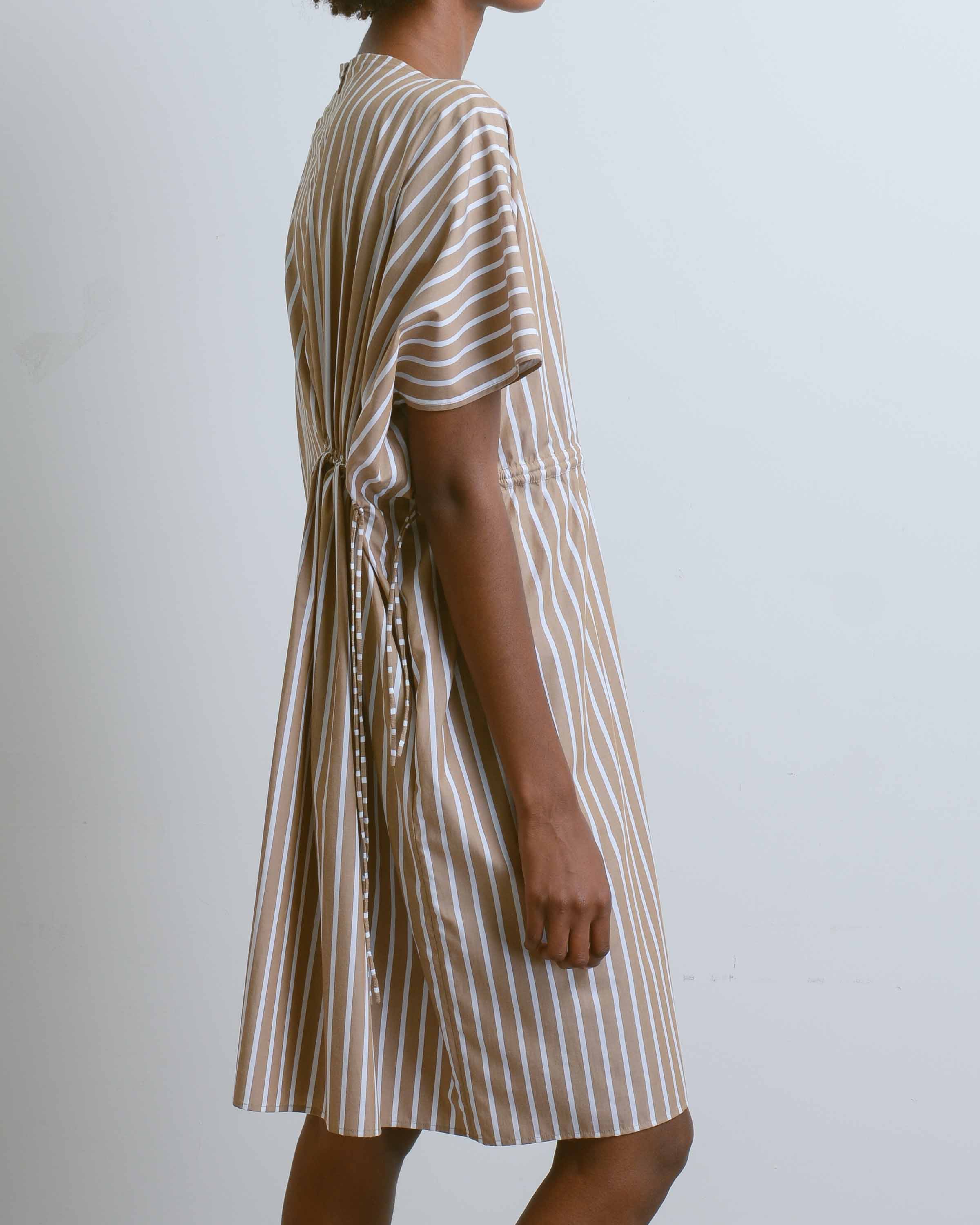 Brown Stripe Scarf Dress