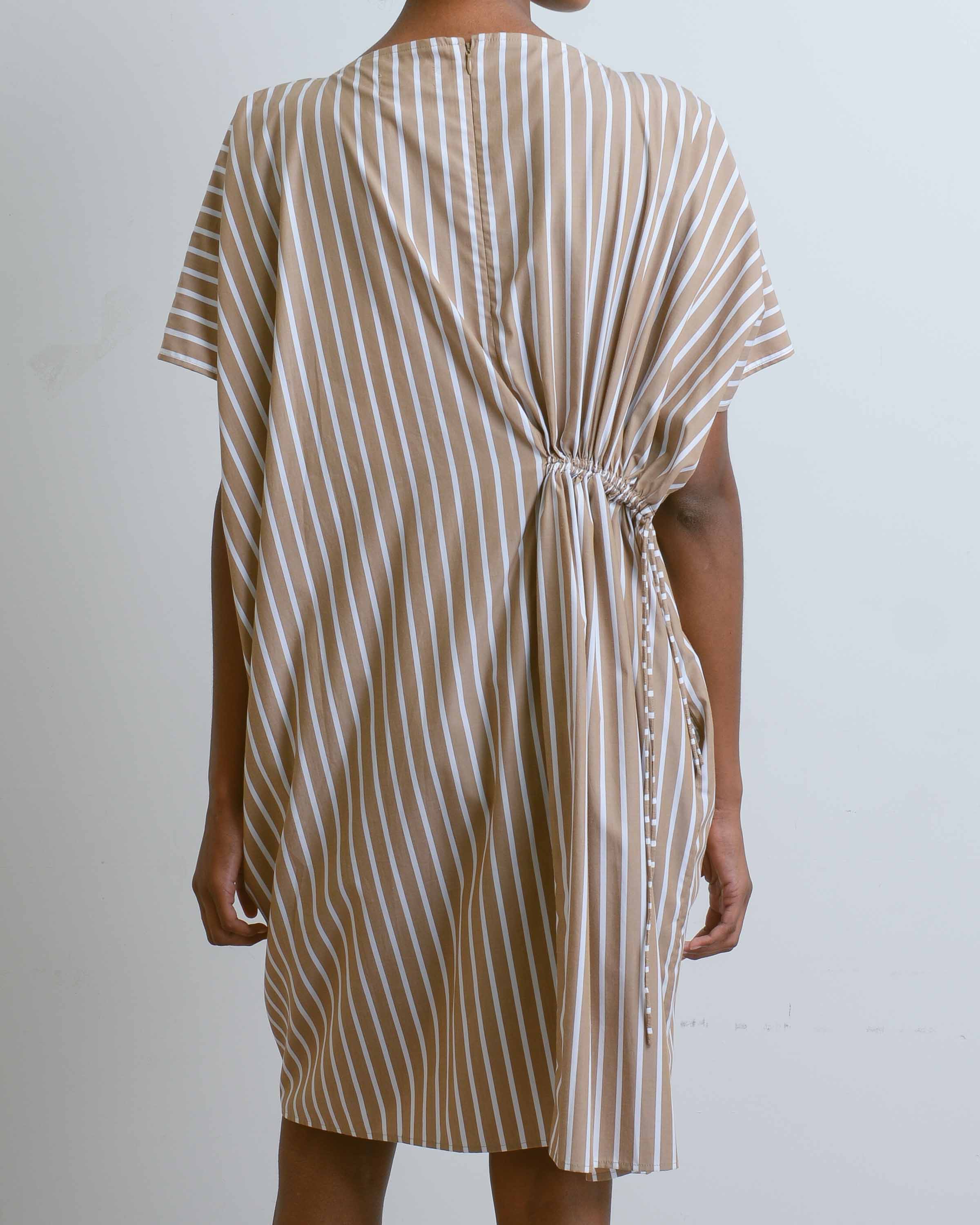 Brown Stripe Scarf Dress