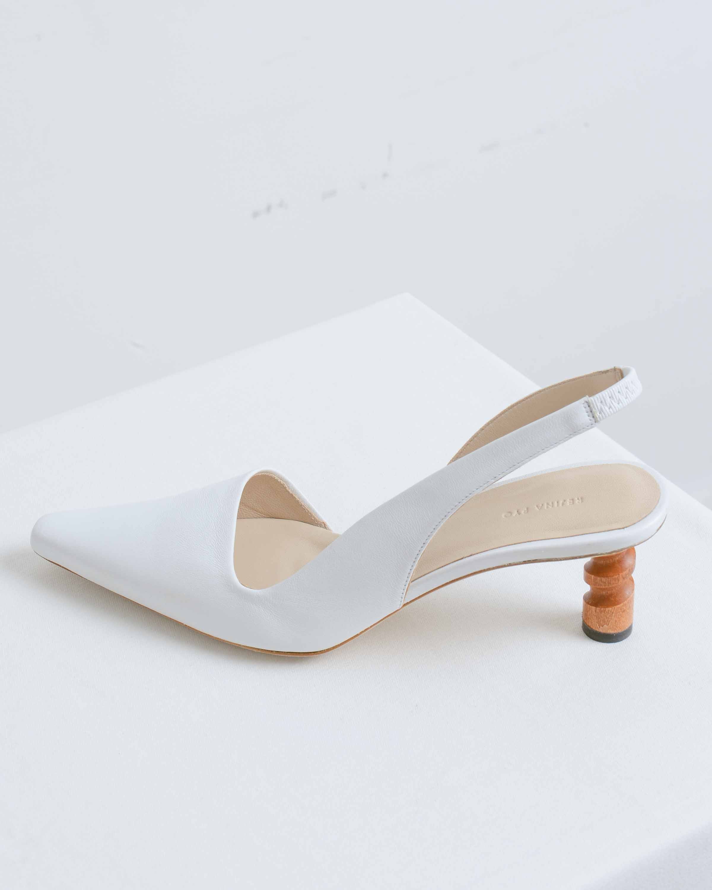 White Leather Joan Slingbacks