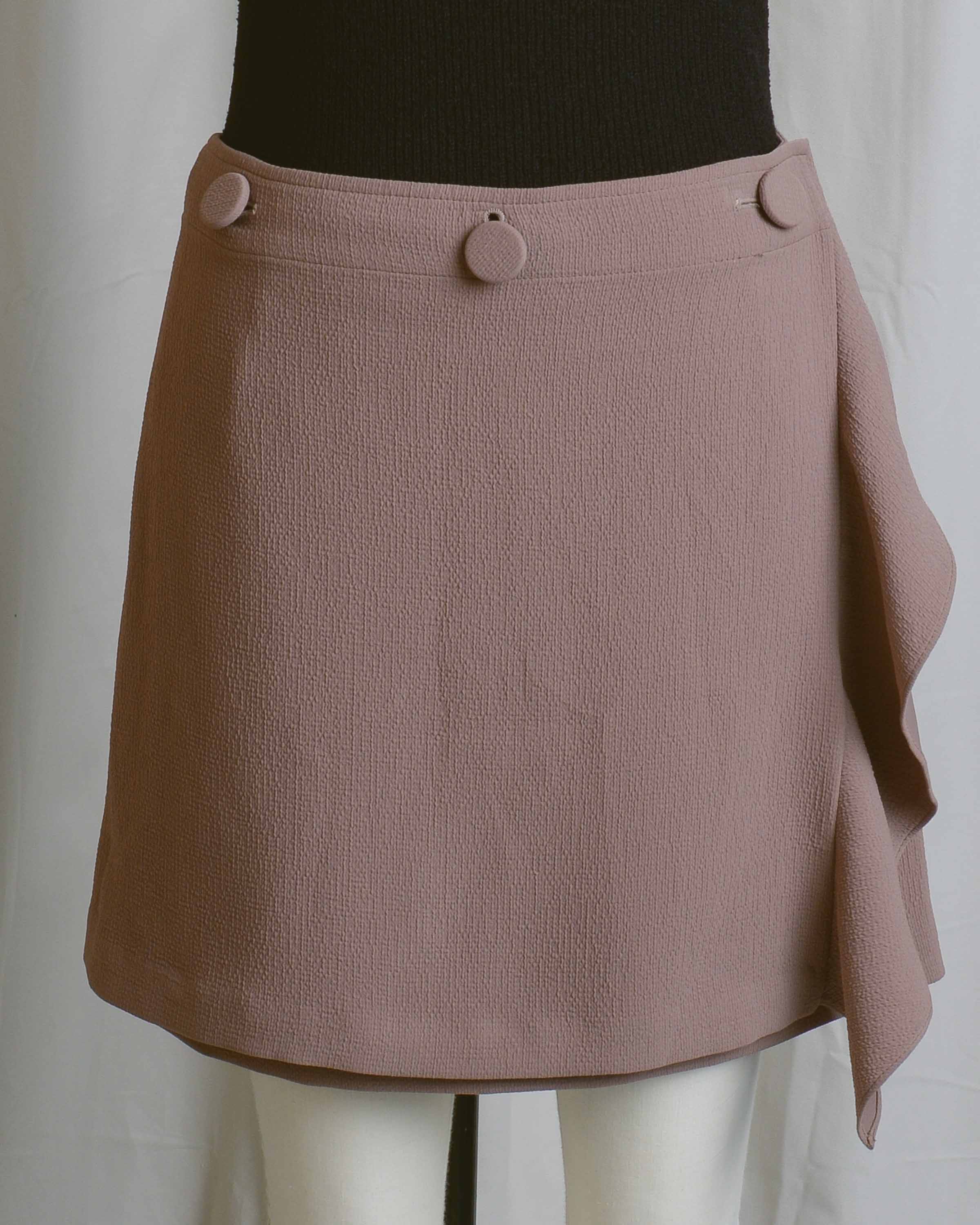 Button Front Wrap Mini Skirt