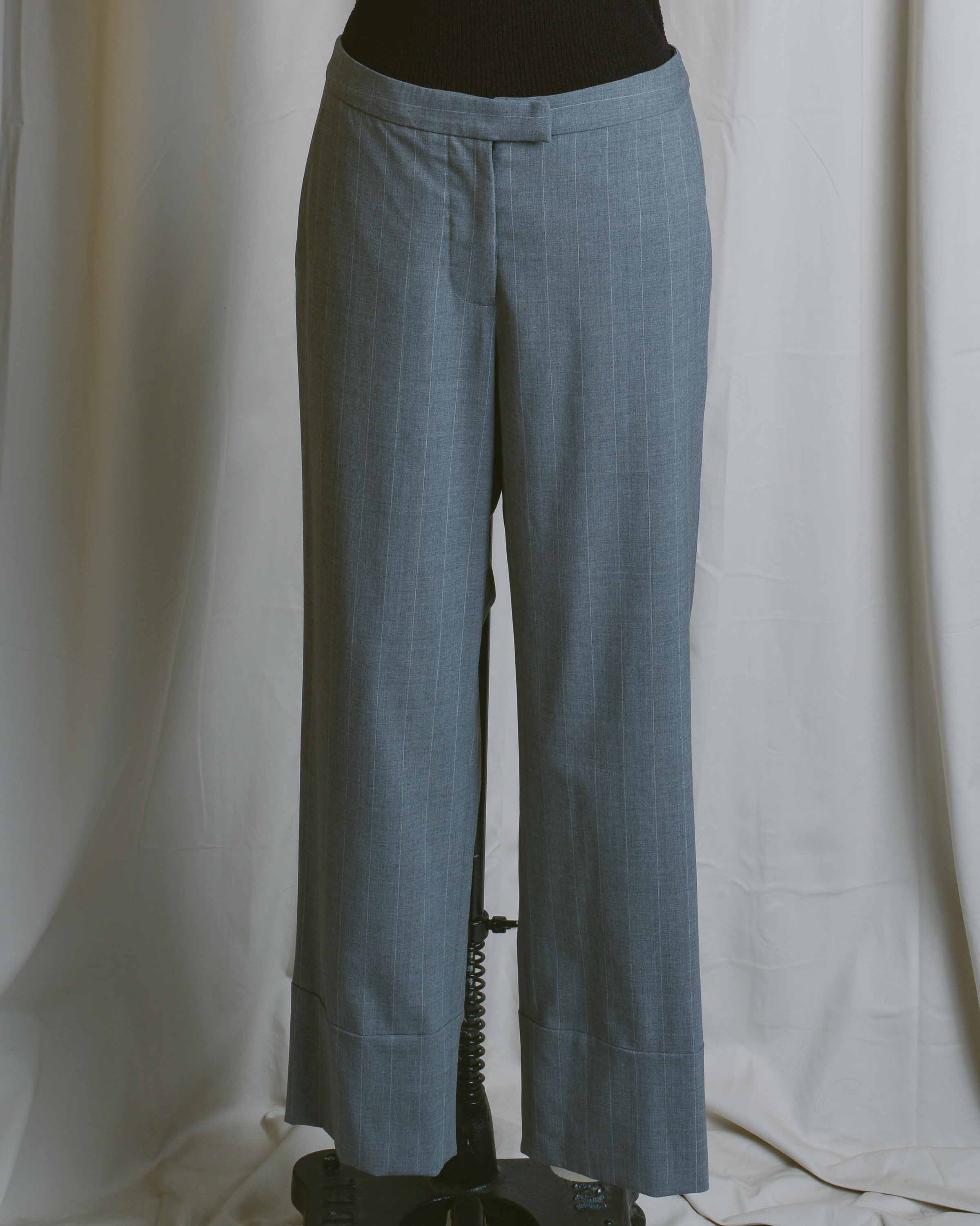 Grey Check Cuffed Suiting Pants