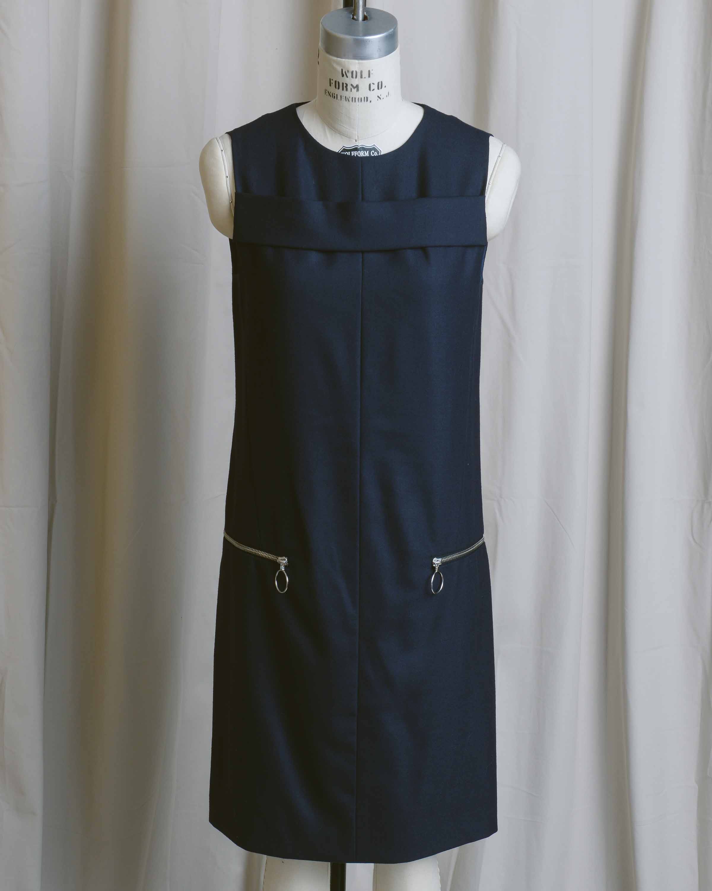 Navy Zip Pocket Shift Dress